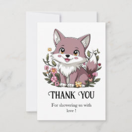Woodland Pastel Wolf Baby shower Bedankkaart