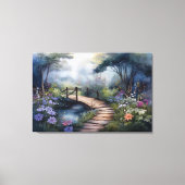 Woodland Path en de brug Canvas Afdruk (Voorkant)
