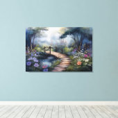 Woodland Path en de brug Canvas Afdruk (Insitu (Houten vloer))