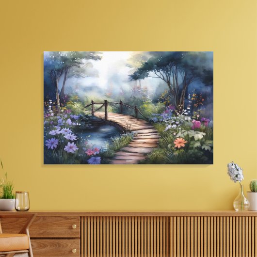 Woodland Path en de brug Canvas Afdruk (Insitu (Woonkamer))