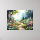 Woodland Path en wilde bloemen Canvas Afdruk (Voorkant)