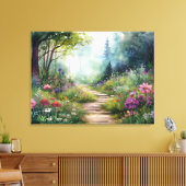Woodland Path en wilde bloemen Canvas Afdruk (Insitu (Woonkamer))
