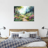 Woodland Path en wilde bloemen Canvas Afdruk (Insitu (Slaapkamer))