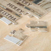 Woodland Path Optionele tekst Snowy Winter Kerstmi Legpuzzel (Zijkant)