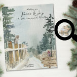 Woodland Path Optionele tekst Snowy Winter Kerstmi Legpuzzel<br><div class="desc">Gepersonaliseerde winterpuzzel met volledig bewerkbare bewoordingen die u altijd kunt personaliseren of verwijderen. ontwerp van de waterverf met een schilderachtig vreedzaam landschap op het landpad, pijnbomen en bosvogels, met inbegrip van een uil en een rover die op de heupposten zijn aangebracht. De formulering luidt: "wens u vrede en vreugde voor...</div>