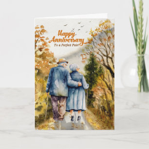 Woodland Path Senior Couple Wedding Jubileum Kaart