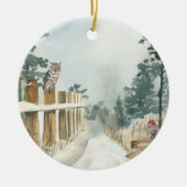 Woodland Path Waterverf Persoonlijke foto Keramisch Ornament (Voorkant)