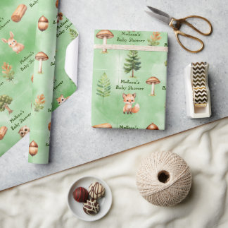 Woodland Patroon Baby Jongen Douche Cadeaupapier