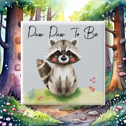 Woodland Paw Paw wordt Baby shower Vierkante Button 5,1 Cm