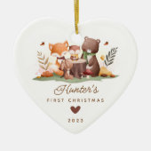 Woodland Photo Baby's Eerste Kerstmis Keramisch Ornament (Voorkant)