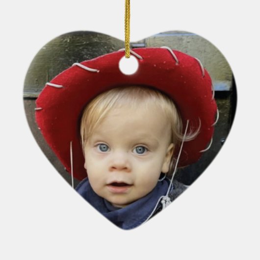 Woodland Photo Baby's Eerste Kerstmis Keramisch Ornament (Achterkant)