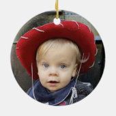 Woodland Photo Baby's Eerste Kerstmis Keramisch Ornament (Achterkant)