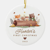Woodland Photo Baby's Eerste Kerstmis Keramisch Ornament (Voorkant)