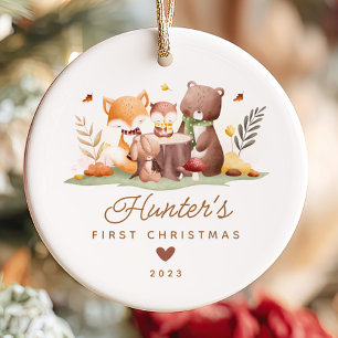 Woodland Photo Baby's Eerste Kerstmis Keramisch Ornament