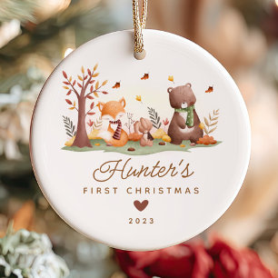 Woodland Photo Baby's Eerste Kerstmis Keramisch Ornament