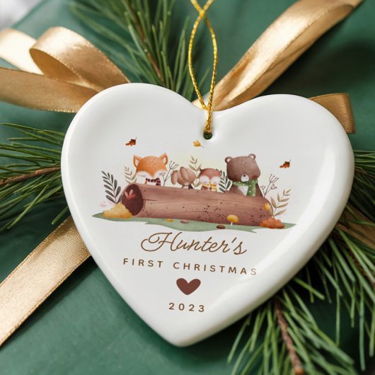 Woodland Photo Baby's Eerste Kerstmis Keramisch Ornament