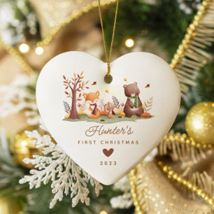 Woodland Photo Baby's Eerste Kerstmis Keramisch Ornament