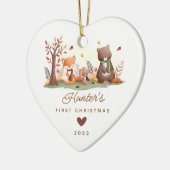 Woodland Photo Baby's Eerste Kerstmis Keramisch Ornament (Links)