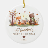 Woodland Photo Baby's Eerste Kerstmis Keramisch Ornament (Voorkant)