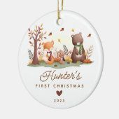 Woodland Photo Baby's Eerste Kerstmis Keramisch Ornament (Links)
