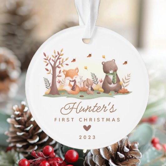 Woodland Photo Baby's Eerste Kerstmis Ornament