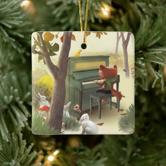 Woodland Pianist Keramisch Ornament (Boom)