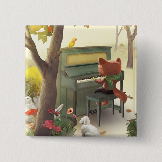 Woodland Pianist Vierkante Button 5,1 Cm (Voorkant)