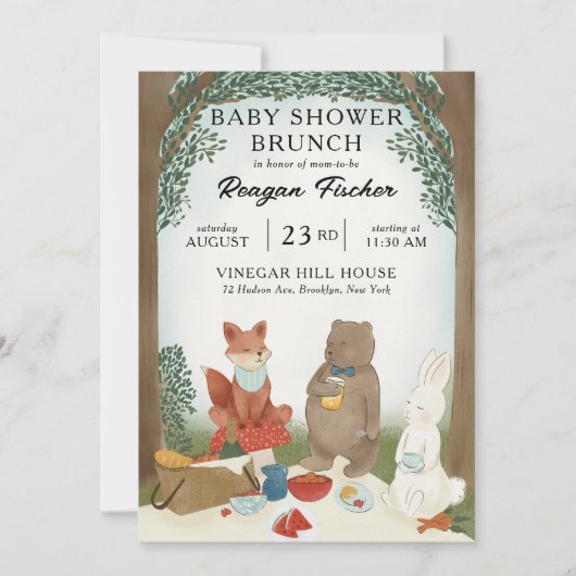 Woodland Picknick Baby shower Brunch Uitnodiging (Voorkant)