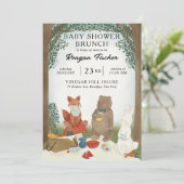 Woodland Picknick Baby shower Brunch Uitnodiging (Staand voorkant)