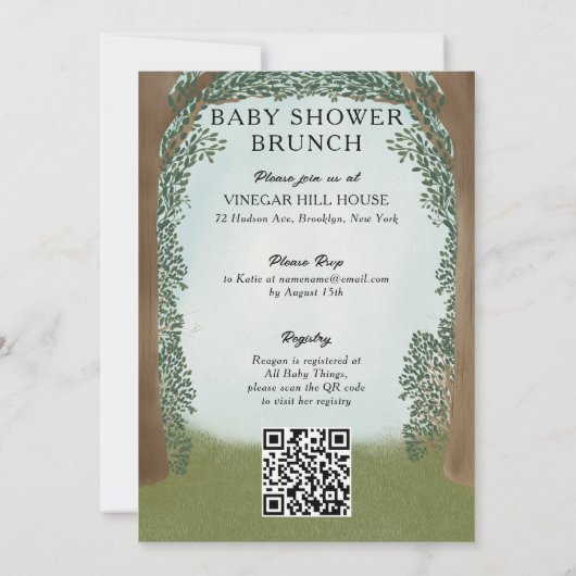 Woodland Picknick Baby shower Brunch Uitnodiging (Achterkant)