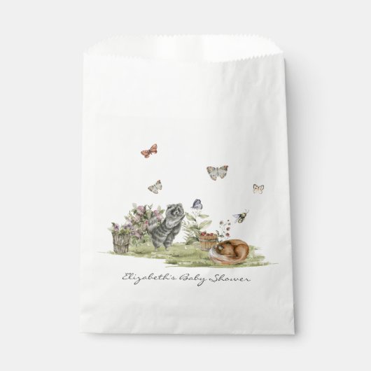 Woodland Picnic | Baby shower van bosdieren Bedankzakje (Voorkant)
