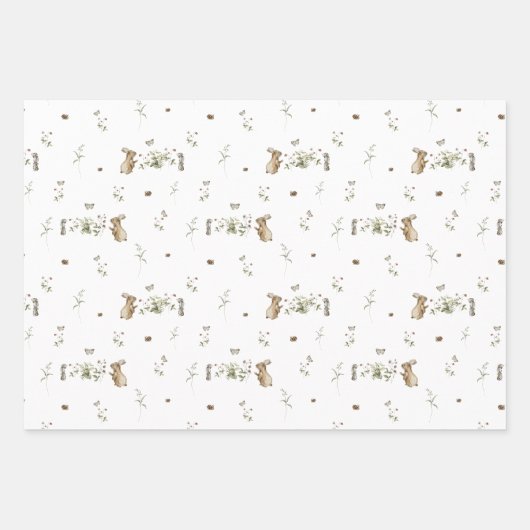 Woodland Picnic | Baby shower van bosdieren Inpakpapier Vel (Voorkant 2)