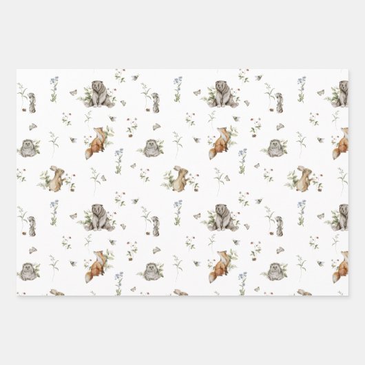 Woodland Picnic | Baby shower van bosdieren Inpakpapier Vel (Voorkant)