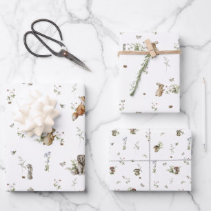 Woodland Picnic   Baby shower van bosdieren Inpakpapier Vel