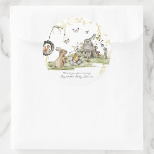 Woodland Picnic Baby shower van bosdieren Ronde Sticker