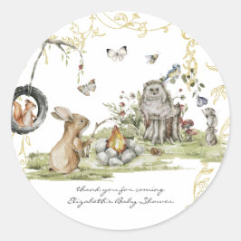 Woodland Picnic | Baby shower van bosdieren Ronde Sticker