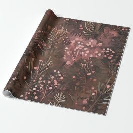 Woodland Pine & Berries Aardse tinten Zachte roze Cadeaupapier