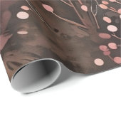 Woodland Pine & Berries Aardse tinten Zachte roze Cadeaupapier (Rol Hoek)