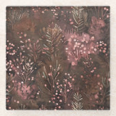 Woodland Pine & Berries Soft Pinks Feestelijke Pat Glazen Onderzetter (Voorkant)