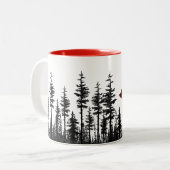 Woodland Pine Forest Buffalo Pset Red Fox Tweekleurige Koffiemok (Voorkant links)