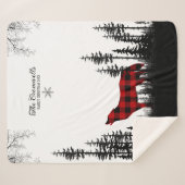 Woodland Pine Forest Wolf Family Kerstnaam Sherpa Deken (Voorkant (horizontaal))