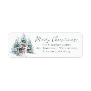 Woodland Pine Forest Wolf Retouradres Etiket