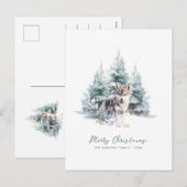 Woodland Pine Forest Wolf Vrolijk kerstfeest Feestdagenkaart (Voorkant / Achterkant)