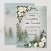 Woodland Pine Ivory Waterverf Floral Wedding Invi Kaart (Voorkant / Achterkant)