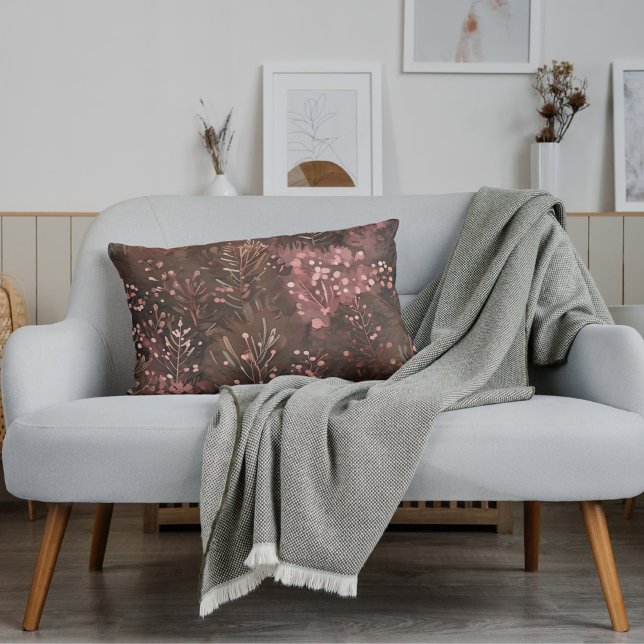 Woodland Pine & Soft Pink Berries in aardse tinten Kussen (Creator heeft geüpload)