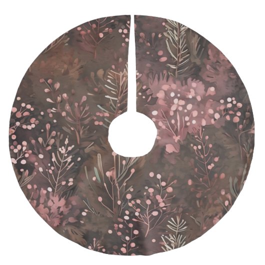 Woodland Pine & Soft Pink Berries vakantiepatroon Kerstboom Rok (Voorkant)