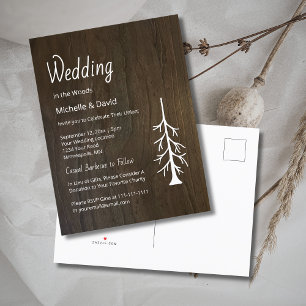 Woodland Pine Tree Rustic Wood Casual bruiloft Uitnodiging Briefkaart