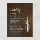 Woodland Pine Tree Rustic Wood Casual bruiloft Uitnodiging Briefkaart (Voorkant)