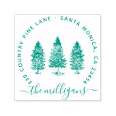 Woodland Pine Trees Gebogen Naam Retouradres Zelfinktende Stempel (Design)