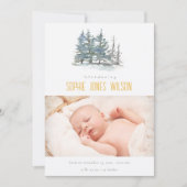 Woodland Pine Trees Neutral Birth Announement Bedankkaart (Voorkant)